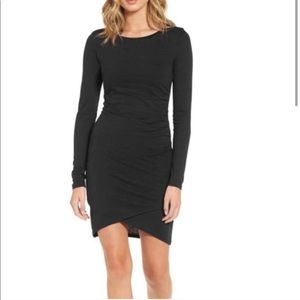 Leith Ruched Long Sleeve Dress (BLACK)